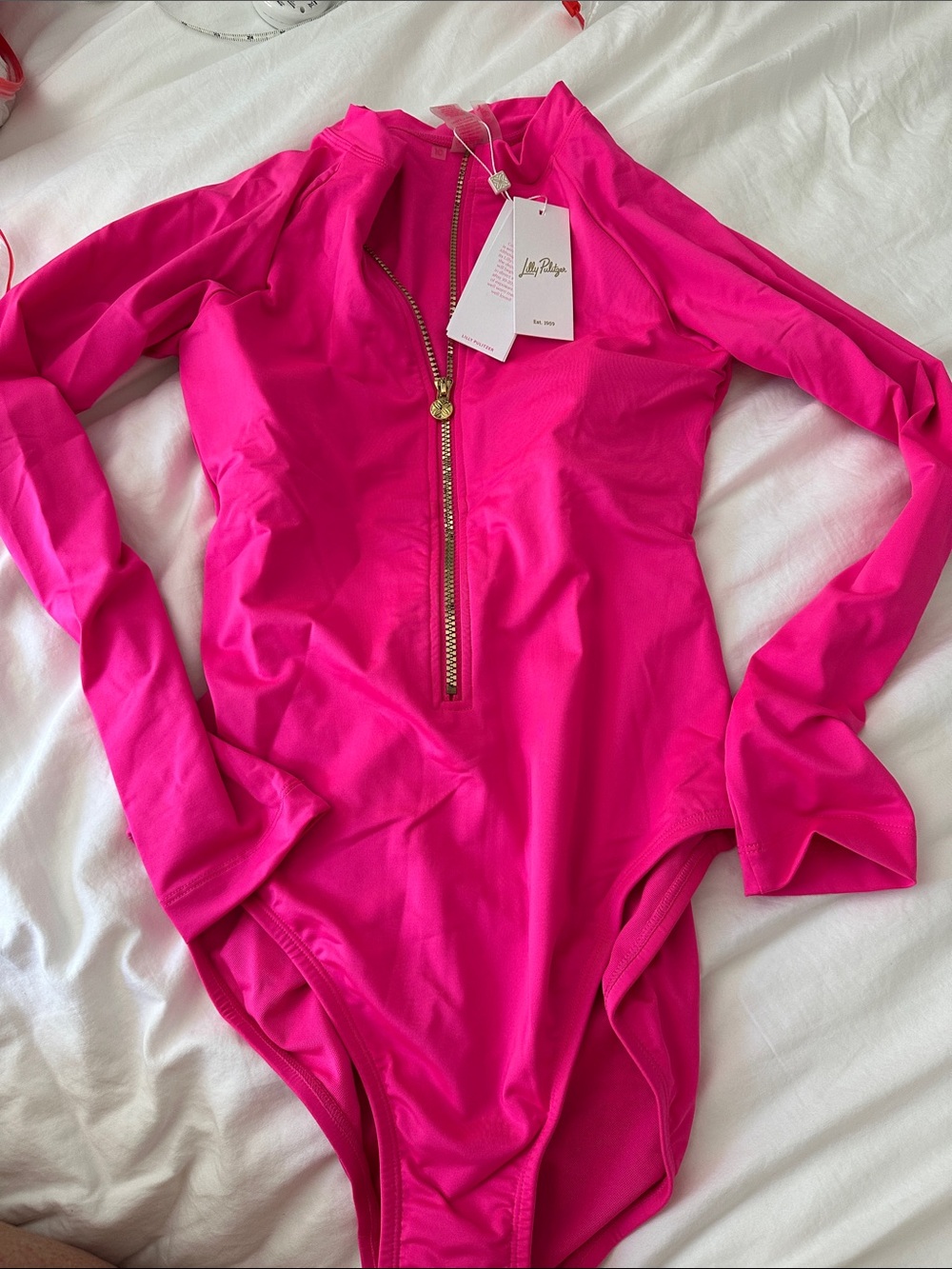 Lilly Pulitzer Randee Rashguard One-Piece Swimsuit, Passion Fruit Pink